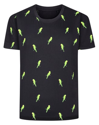 Bigdude Parrot AOP T-Shirt Black Tall